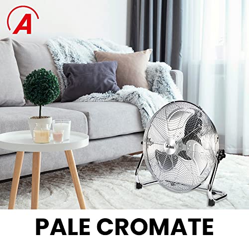 ARDES - AR5C40B 3-poliger geräuscharmer Bodenventilator BOXCHROME 40 - Chrom Bodenventilator mit vertikaler Neigung und manueller Steuerung - Ardes Kleiner 3-stufiger Bodenventilator