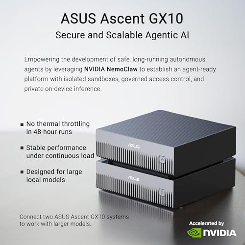ASUS Ascent GX10-GG0026BN 2TB KI Supercomputer (NVIDIA GB10 Grace Blackwell Superchip, 1 petaFLOP -Leistung, 128 GB Speicher, DGX Spark, NVLink-C2C, ConnectX-7, kompakt)