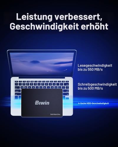 BIWIN M100 SATA 3.0 SSD 1TB - bis zu 550 MB/s Lesen - 6 Gb/s Internes Solid State Drive 2,5" für Laptop & Desktop – Schnell, Leise, Stoßfest
