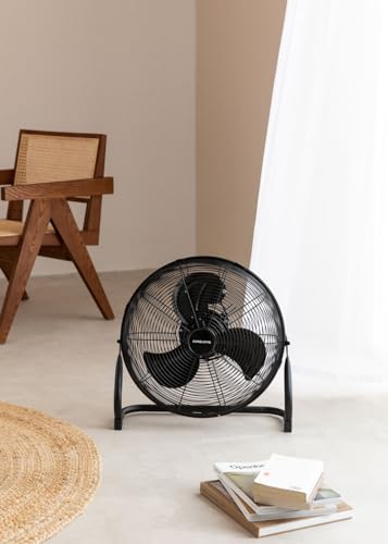 CREATE / AIR FLOOR RETRO/Industrieller Bodenventilator/Schwarzer Ventilator, 12 Zoll, starker Luftstrom, 3 Geschwindigkeiten, leise, leicht, rutschfeste Standfüße