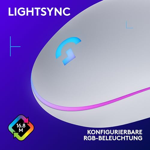 Logitech G203 Gaming-Maus mit anpassbarer LIGHTSYNC RGB-Beleuchtung | 6 programmierbare Tasten, spieletauglicher Sensor, Abtastung mit 8.000 DPI, Geringes Gewicht - Weiß