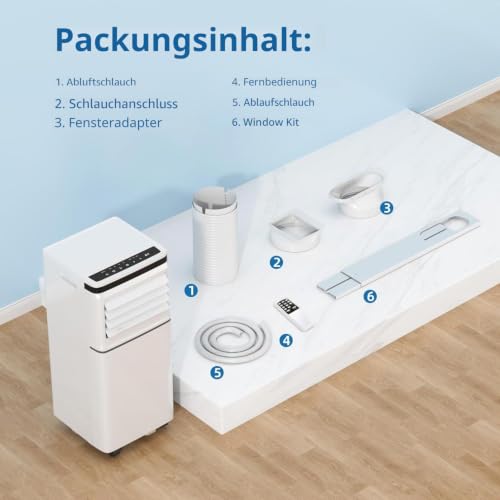 Antarctic Star - Mobile Klimaanlage 10000 BTU (ASHRAE), Fernbedienung, Ventilatormodus, erfrischt 350 m2 24 Stunden Timer, leiser Betrieb, Fensterventilator, 2