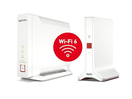 FRITZ! Mesh Set 4060 + 3000 AX Edition International, Wi-Fi 6 Triband bis zu 6000 Mbps, 2,5 Gigabit-WAN, Multiroom Mesh Wi-Fi System, kostenlose Updates, 5 Jahre Garantie