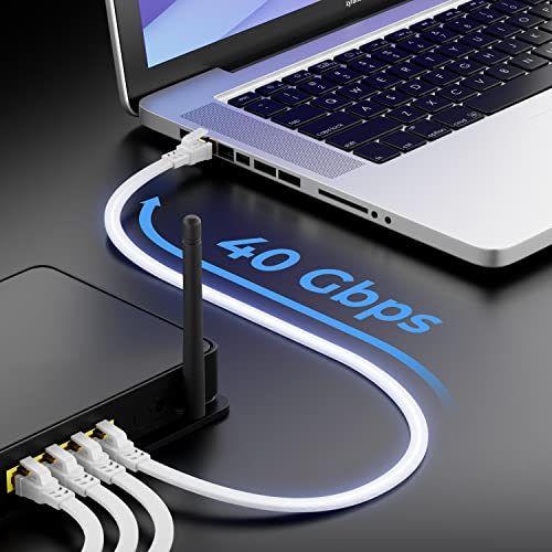 deleyCON 1,5m CAT8.1 Flaches LAN Kabel RJ45 40 Gbit 2000 MHz - Weiß | Netzwerkkabel, Kupferleiter, Patchkabel, Gigabit Ethernet Cable, RJ45 Stecker, LAN DSL, CAT.8 Kabel