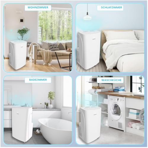 OZEANOS Mobile AC Klimagerät mit Kühlleistung bis zu 12000 BTU/h, Leiser Betrieb unter 65 dB, Timer- und Sleep-Funktion, Kühl-Ventilator- und Entfeuchtungsmodus für Räume bis 100 m3