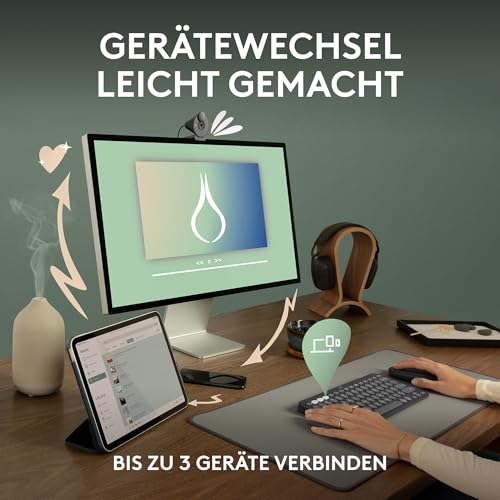 Logitech Pebble Keys 2 K380s, kabellose Multi-Device Bluetooth-Tastatur