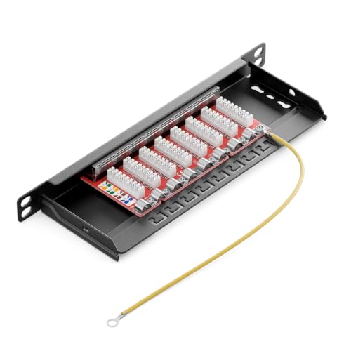 deleyCON CAT 6a 0,5 HE Patchpanel Mini Verteilerfeld 8 Port - Desktop 10" Zoll Rackeinbau Servermontage RJ45 geschirmt TIA568A TIA568B RAL 9005 Schwarz
