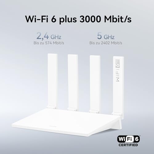 HUAWEI WiFi AX3 New Router, Wi-Fi 6, 3000 Mbit/s, Weiß | größere Bandbreite mit 160 MHz, intelligente Verwaltung deines Heim-WLANs, umfassende WLAN-Abdeckung, Keine DSL-Funktion
