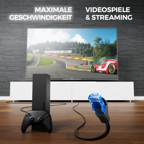 deleyCON 3,0m CAT.6 Ethernet Gigabit LAN Netzwerkkabel RJ45 CAT6 - Schwarz