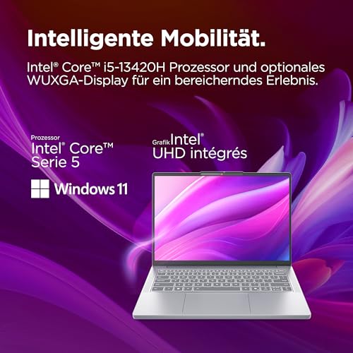 Lenovo IdeaPad Slim 3i Laptop | 14" WUXGA Display | Intel Core i5 13420H | 16GB RAM | 512GB SSD | Intel UHD Grafik | Win11 | QWERTZ | Luna Grau | 3 Monate Premium Care