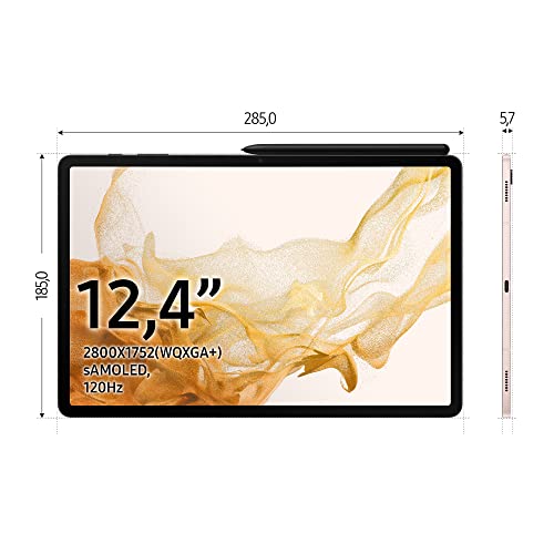 Samsung Galaxy Tab S8+, 12,4 Zoll, 128 GB interner Speicher, 8 GB RAM, Wi-Fi, Android Tablet inklusive S Pen, Graphite, inkl. 36 Monate Herstellergarantie