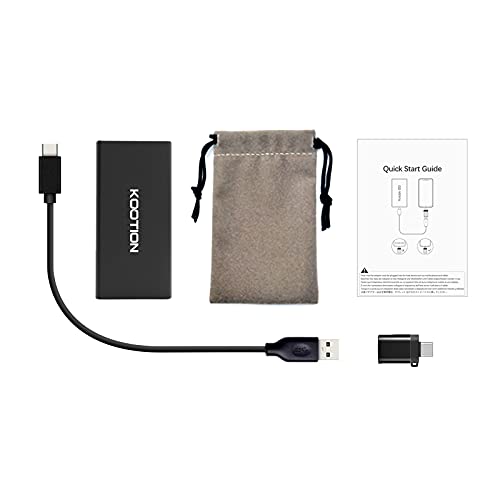 KOOTION Externe Festplatte SSD 500GB, Externe Portable SSD Hard Drive USB 3.1 Typ-C Schnell Solid State Drive Disk High Speed bis zu 550MB/s Festplatte Tragbar Ultra-Slim für Windows/MacBook/Xbox/PS4