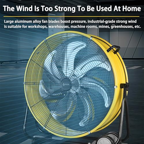 Hochgeschwindigkeits-Bodenventilator, 3 Geschwindigkeitsstufen, eingebaute Räder & Griff, Industriell, für Garage, Lager, Werkstatt, Keller