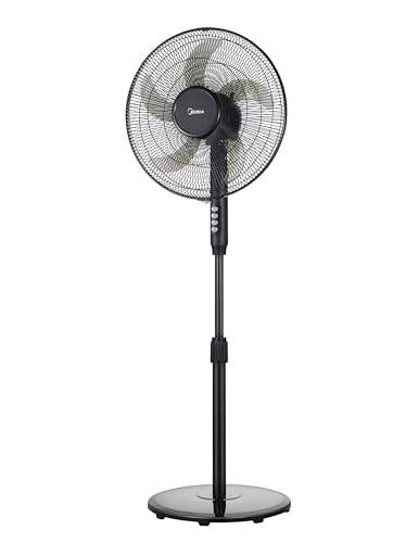 Midea FS40-25JA Standventilator, 5-Fluegel, 40W, Hoeheverstellbar | 108-122cm, Tastensteuerung, Leiser Betrieb, Energiesparend, Schwarz