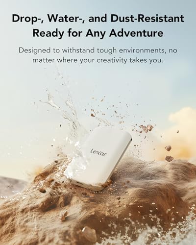 Lexar ES5 Tragbare SSD 1TB, USB 3.2 Gen2x2 mit bis zu 2.000 MB/s Lesen und Schreiben, IP65-Schutz, Magsafe Phone SSD Unterstützt Apple ProRes 4K (iPhone 15/16), Galaxy S25 8K, Flüssige Silikonhülle
