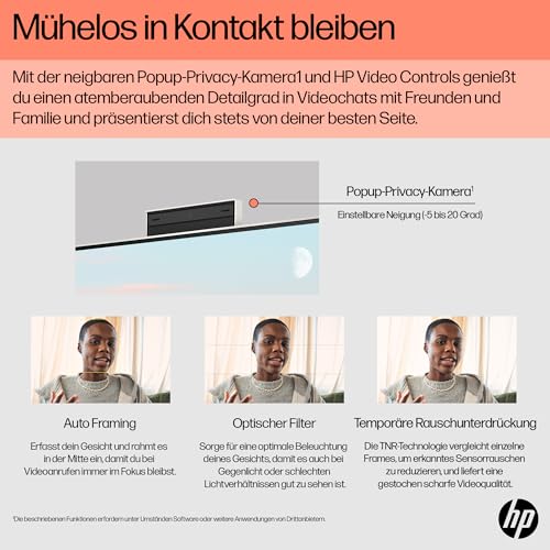HP All-in-One-PC, 23,8" FHD-Touchscreen, AMD Ryzen 5 7520U, 16 GB DDR4 RAM, 512 GB SSD, AMD Radeon-Grafik, Windows 11 Home, QWERTZ, Weiß