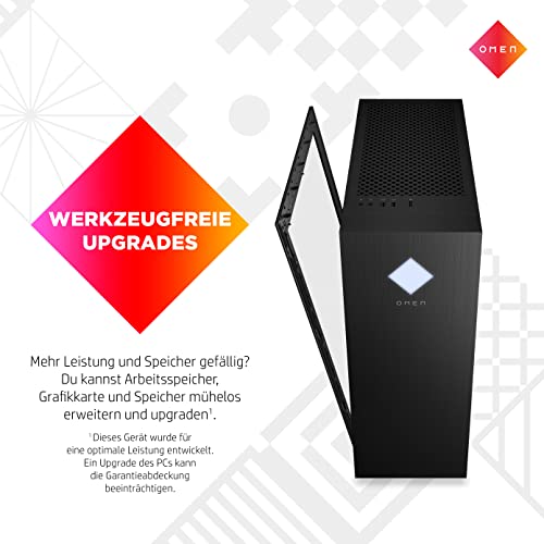 HP Omen 25L Gaming Desktop, Intel Core i7-14700F, 16 GB DDR5 RAM, 1 TB SSD, NVIDIA GeForce RTX 4070 (12 GB), Windows 11 Home, Schwarz mit Seitenfenster