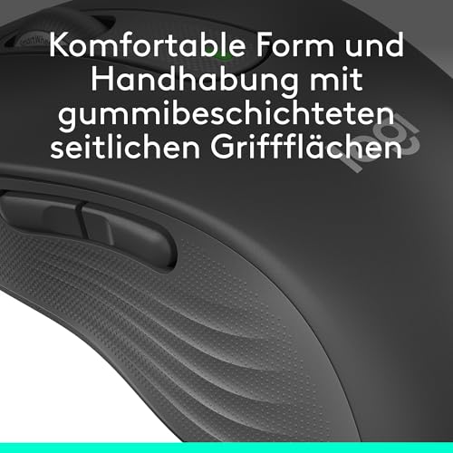Logitech Signature M650 L Kabellose Maus - für große Hände | Leise Klicks, Anpassbare Seitentasten, Bluetooth, Kompatibilität mit mehreren Geräten - Graphit