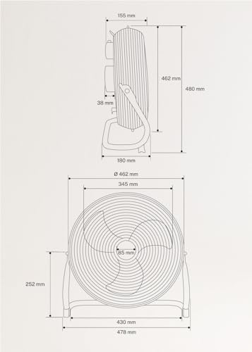 CREATE / AIR FLOOR RETRO/Industrieller Bodenventilator/Sand Ventilator, 16 Zoll, starker Luftstrom, 3 Geschwindigkeiten, leise, leicht, rutschfeste Standfüße