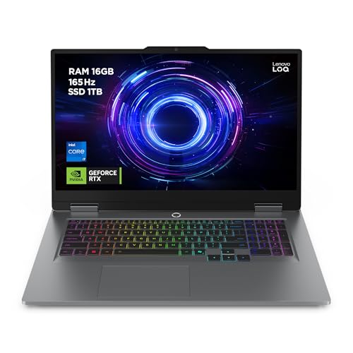 Lenovo LOQ Gaming AI Laptop | 17.3" Full HD 165Hz Display | NVIDIA GeForce RTX 5070 | Intel Core i7-14700HX | 16GB RAM | 1TB SSD | Win11 | QWERTZ | 24-Zonen-RGB-Tastatur | Grau | 3 Monate GamePass
