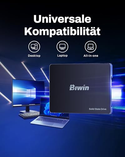 BIWIN M100 SATA 3.0 SSD 512GB - bis zu 550 MB/s Lesen - 6 Gb/s Internes Solid State Drive 2,5" für Laptop & Desktop – Schnell, Leise, Stoßfest