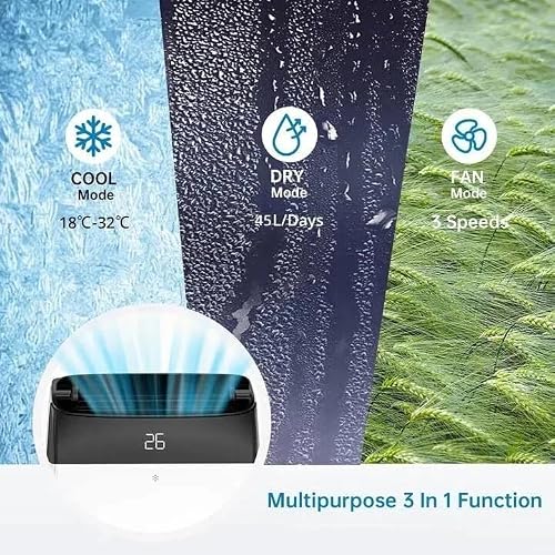Klimaanlage Mobil 12000 BTU, Kühlen Entfeuchten Ventilato, 2.6KW Mobile Klimagerät mit Abluftschlauch, Leiser Betrieb <52 dB, Intelligente Steuerung Energiesparmodus, für Raumgröße bis 52㎡, Weiß B