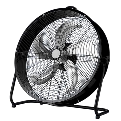 Industrieller Trommelventilator, Hochgeschwindigkeit Bodenventilator mit Kupfermotor, 3 Geschwindigkeits-Luftzirkulator, Aluminiumblätter & Sicherheitsgitter für Lager, Garage, Werkstatt, Fabrik