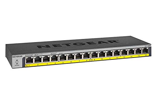 NETGEAR PoE Switch 16 Port, Unmanaged Gigabit Ethernet LAN Switch GS116PP