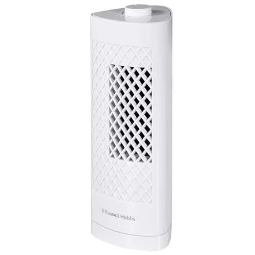 Russell Hobbs RHTF1321 Mini-Turmventilator, leicht, 33 cm, tragbar, 3 Geschwindigkeiten, 75° Schwenkwinkel, kräftiger Luftstrom, leise im Betrieb, weiß