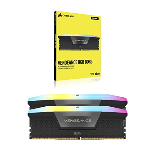 CORSAIR Vengeance RGB DDR5 48GB (2 x 24GB) Bis zu 6000MHz Intel RAM | Arbeitsspeicher für Gaming-PCs, Kompatibel mit Intel XMP 3.0, CL36, Schwarz, CMH48GX5M2E6000C36