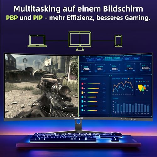 Amzfast Gaming Monitor 34 Zoll, 165hz, 2560x1440 QHD,1ms MPRT, AMZG34C5Q