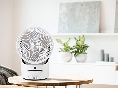 DOMO DO8148 Tischventilator - Zirkulationsventilator - 360 ° Umlauf - Ø 25 cm - 3 Geschwindigkeiten - Digitale Einstellung - Weiß