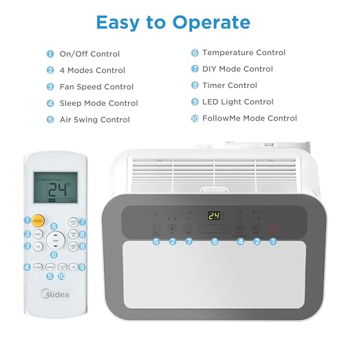 Midea Mobiles Klimagerät Silent Cool 26 Pro WF, 3-in-1 Klimaanlage mit Abluftschlauch, Kühlen&Entfeuchten&Ventilieren, 9000 BTU, 2.6kW, für Räume ca. 80m³(32㎡), EEK A