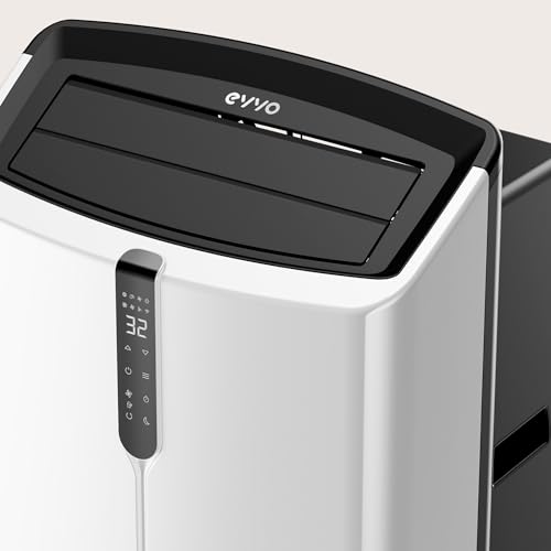 EVVO Clima Silent Tragbare Klimaanlage bis zu 14000 BTU mit Wärmepumpe, Pinguin Kalt und Wärme, Luftentfeuchter, Nachtmodus und Turbo-Funktion, inkl. Fenster-Kit (P14)