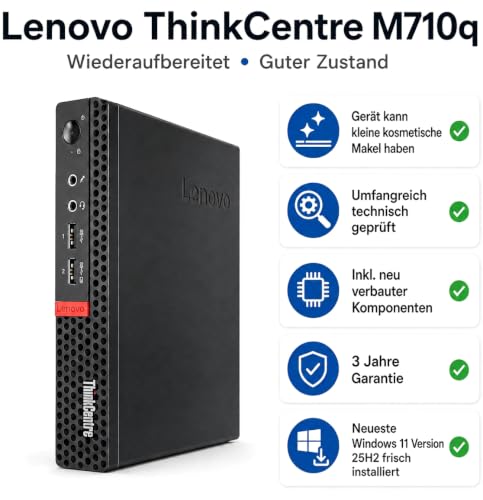 Lenovo ThinkCentre M710q Intel i5 6500T 4 Kern 3.1 GHz Business Office Multimedia Computer mit 3 Jahren Garantie! | 8 GB | 128 GB NVME SSD | USB 3.0 | WLAN | Windows 11 Prof. 64-Bit | #8384