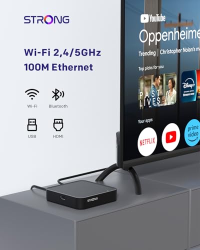 STRONG Leap-S3 4K UHD Google TV-Streamingbox Mit Ethernet-Port, 2GB RAM + 16GB Speicher, Integriertem Chromecast, WiFi, Google-Sprachsteuerung, HDR10+