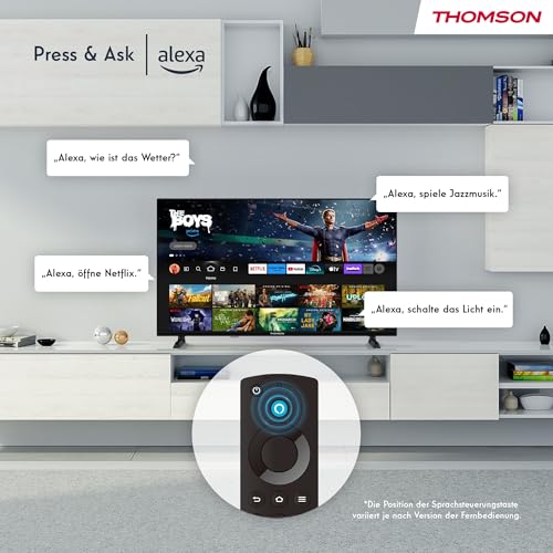 Thomson 32 Zoll (80 cm) HD Smart Fire TV, Alexa-Sprachsteuerung, Triple-Tuner (DVB-T2/C/S2), Dolby Audio, DTS Virtual:X, HDR10, WLAN, Bluetooth, HDMI, 32HF2S34