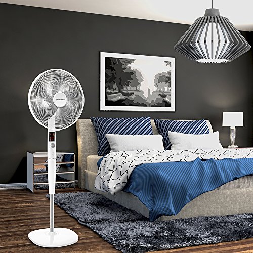 TROTEC TVE 26 S Standventilator 30 Watt | Oszillierend 85°, 5 Betriebsmodi Ø 40 cm, höhenverstellbar, mit Fernbedienung, LED-Display