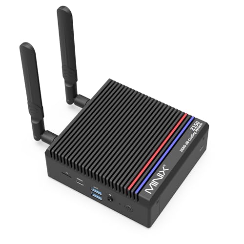 MINIX Z150-0dB lüfterloser Mini-PC, Intel N150 (aktualisiert N100), 8 GB DDR4/256 GB PCIe Gen3 x 4 SSD/4K Dual Display/2.5G LAN/USB-C/Windows 11 Pro/Auto Start, Home Office