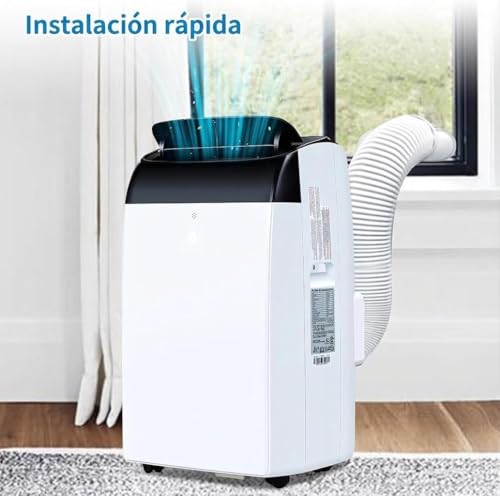 GarveeMore Tragbare Klimaanlage, 10000 BTU TCL, 3-in-1, Kühlventilator und Luftentfeuchter, Klasse A+ schnelle Kühlung, 2930 W, Fernbedienung, für Zuhause, Büro, Schwarz