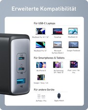 100W USB C Ladegerät, Anker 736 Charger (Nano II) Schnellladegerät, 3-Port USB C