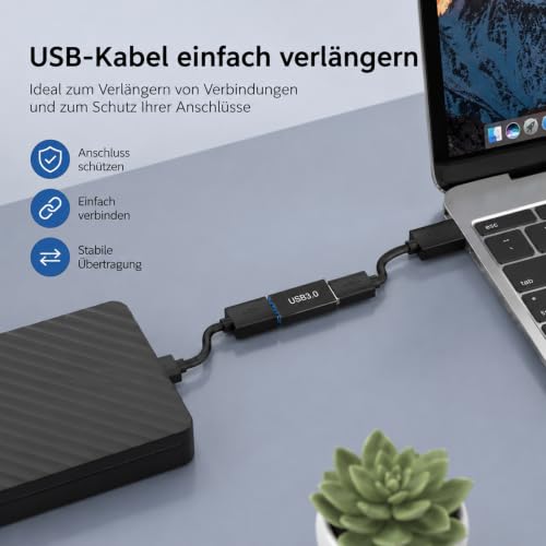 Leloco USB Adapter Set 3.0 Kupplung 5V/3A Schnellladung 5Gbps
