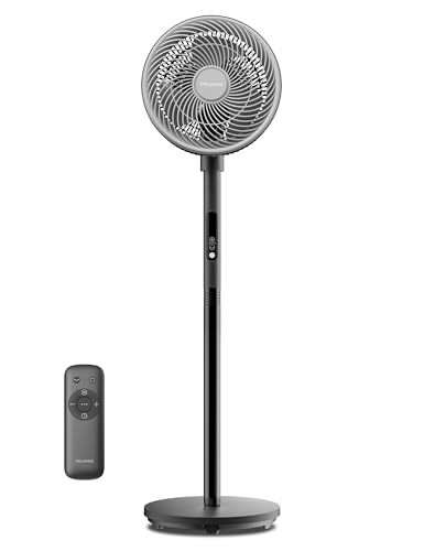PELONIS Standventilator mit Fernbedienung Touch Display 3D Zirkulation 36.5dB Leise 10m Luftstrom Höhenverstellbar 60/111cm 4 Stufen mit Timer, Abnehmbarer Schutzgitter Rotationslüfter