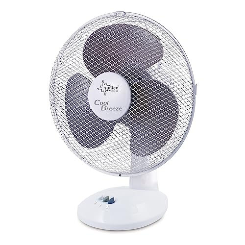 SUNTEC Tischventilator CoolBreeze - Leise 25 cm, 30 Watt | Tisch Ventilator 2 Stufen, Tragbar | Fan Kühlung Windmaschine Weiss | für Schreibtisch, Schlafzimmer, Büro, Wohnung, Terrasse, Balkon