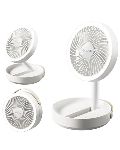 Gaiatop Faltbare Tischventilator mit Nachtlicht, 6000mAh Akku Ventilator