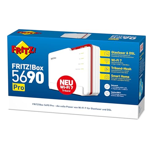 FRITZ!Box 5690 Pro | DSL- & Glasfaser-Router | Wi-Fi 7 bis zu 18,5 GBit/s