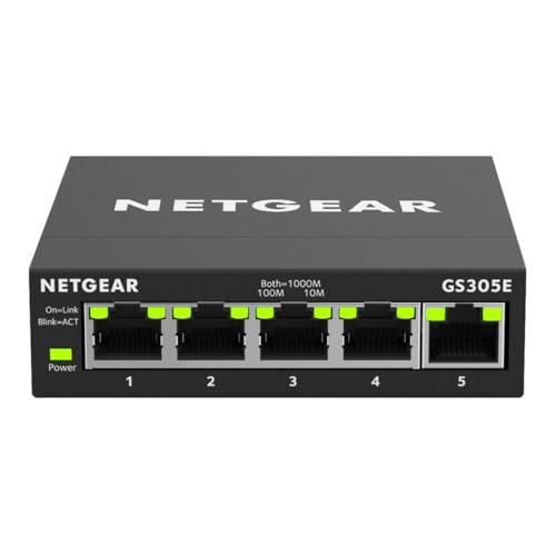 NETGEAR LAN Switch 5 Port, Managed Gigabit Netzwerk Switch GS305E