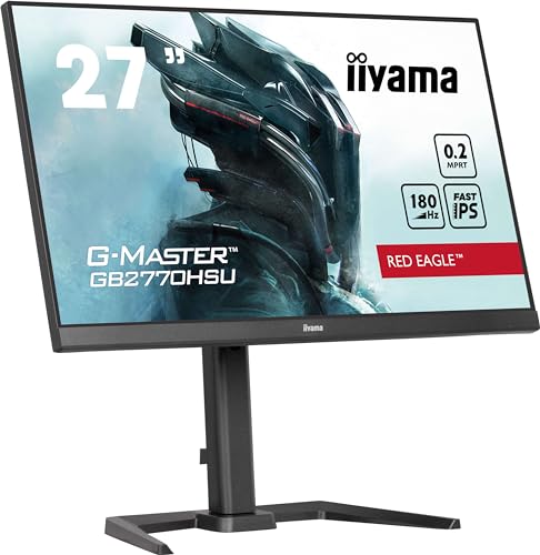 iiyama G-Master Red Eagle GB2770HSU-B6 68,6cm 27" Fast-IPS LED Gaming Monitor Full HD HDMI DP USB3.2 0,2ms 180Hz Adaptive Sync Höhenverstellung Pivot schwarz