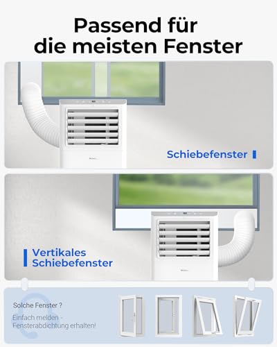 Mobile Klimaanlage 9000 BTU, Klimaanlage Mobil mit Abluftschlauch, Mobiles Klimagerät leise 65dB, mit Timer