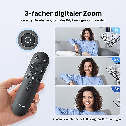 DEPSTECH DW50 Pro Webcam 4K, Ultra HD mit Mikrofon, 3-facher Zoom, 1/2.55 Sony Sensor, Duale Mics mit Geräuschunterdrückung, Fernbedienung, Autofokus Streaming Kamera für PC Laptop Mac, Teams